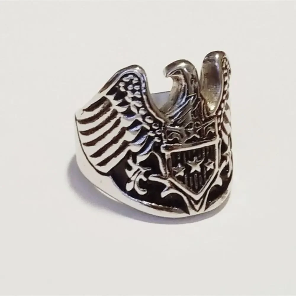 316L stainless steel Eagle silver biker ring size‎ 10